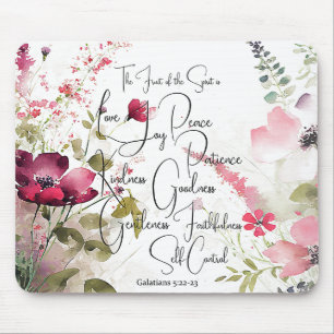 Fruit of the Spirit pink floral Mouse Pad