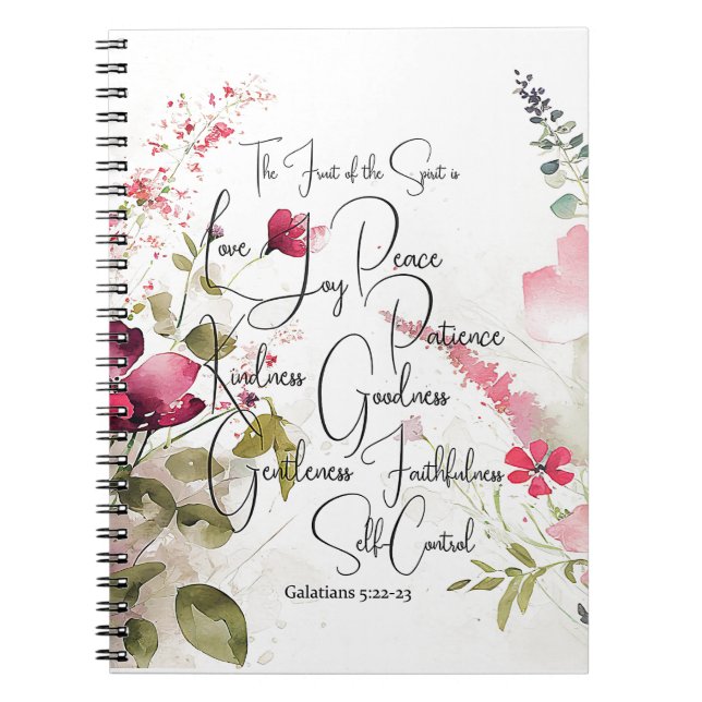 Fruit of the Spirit pink floral Notebook (Front)
