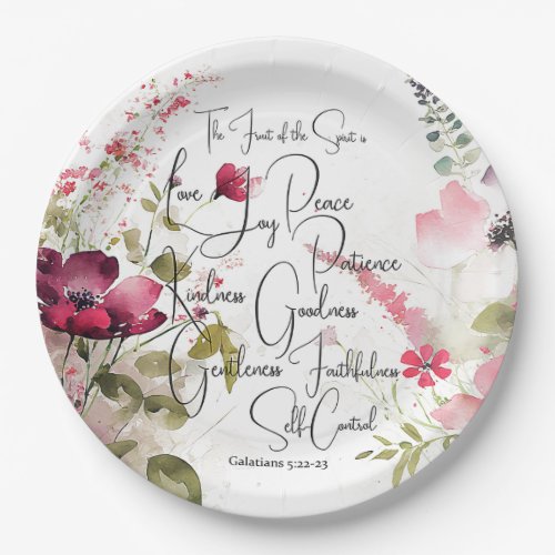 Fruit of the Spirit pink floral Paper Plates