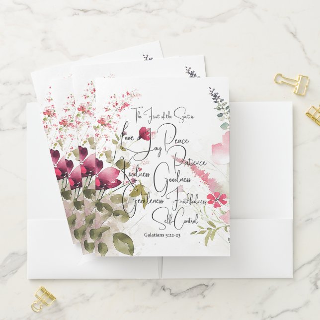 Fruit of the Spirit pink floral Pocket Folder (In Situ)