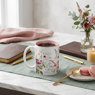 Fruit of the Spirit pink floral Two-Tone Coffee Mug