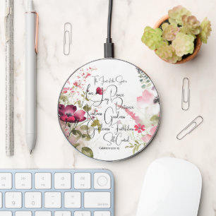 Fruit of the Spirit pink floral Wireless Charger