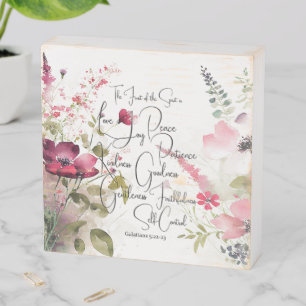 Fruit of the Spirit pink floral Wooden Box Sign