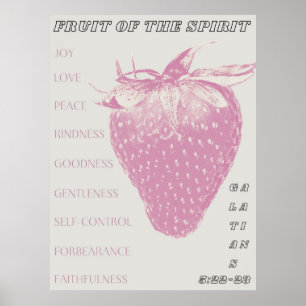 Fruit of the Spirit / Pop Art / Strawberry / Pink Poster