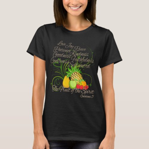 Fruit of the Spirit Pretty Script Dark Womens T_Shirt