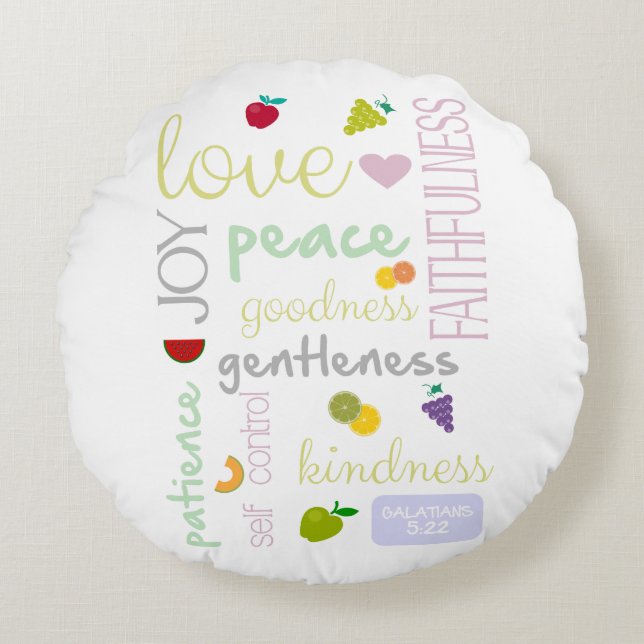fruit of the spirit round pillow (Front)