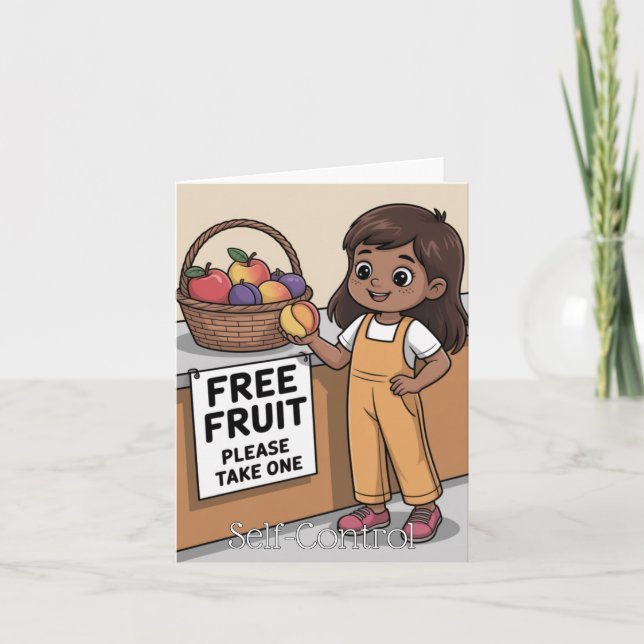 Fruit of the Spirit: Self-Control Kid's Card (Front)
