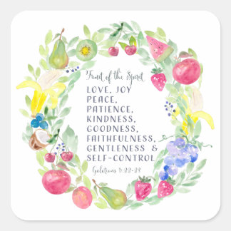 Fruit Of the Spirit Watercolor Artwork Square Sticker