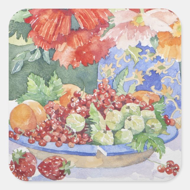 Fruit on a plate 2014 square sticker (Front)