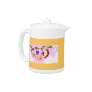 Fruit On Teacup Teapot by Kristie Hubler