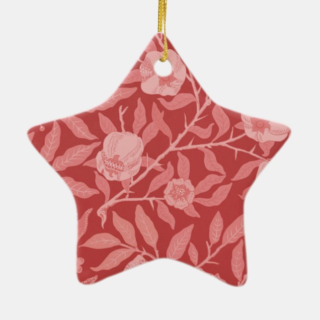 Fruit or Pomegranate in wine red and soft pink Ceramic Ornament (Back)