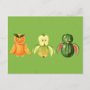 Fruit owls postcard