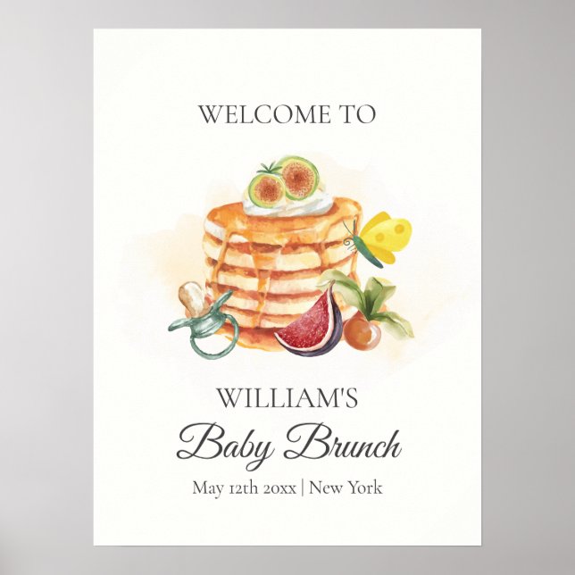 Fruit Pancake Pacifier Brunch Baby Shower Welcome Poster (Front)