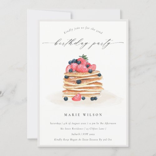 Fruit Pancake Watercolor Any Age Birthday Invite