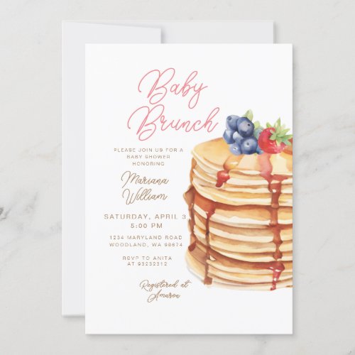 Fruit Pancakes Baby Shower Brunch Invitation