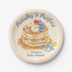 Fruit Pancakes & Pacifiers Gingham Baby Shower Paper Plates