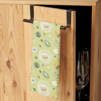 Fruit Parade Key Lime Watercolor Art Kitchen Towel