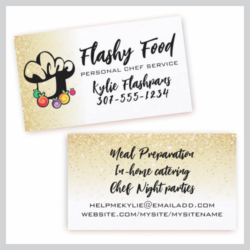 Fruit pastry chef hat catering cooking class business card