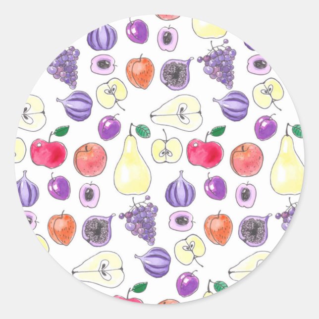 Fruit pattern classic round sticker (Front)