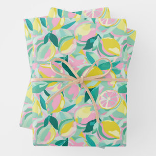 Fruit Pattern Cool Teal Wrapping Paper Sheets