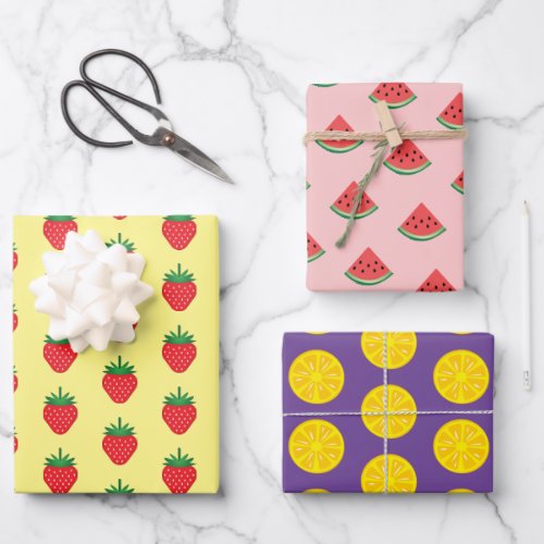 Fruit Pattern Lemon Berry Melon Wrapping Paper