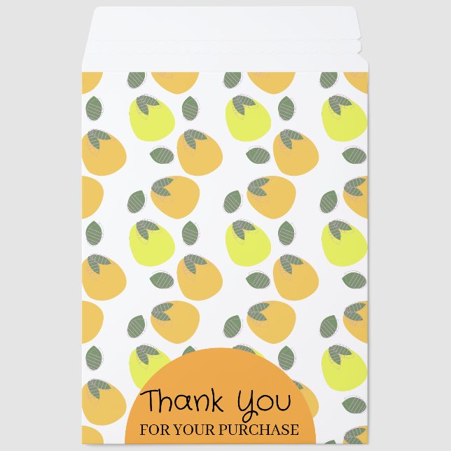 Fruit Pattern Mango Yellow Thank You Business Envelope Mailers (Front)