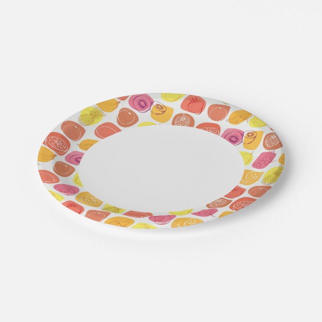 Fruit pattern paper plates (Angled)