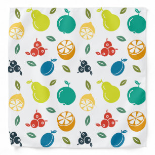 Fruit Pattern, Plum, Orange, Lemon, Pear, Apple Bandana