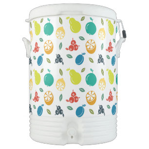 Fruit Pattern, Plum, Orange, Lemon, Pear, Apple Beverage Cooler