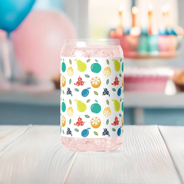 Fruit Pattern, Plum, Orange, Lemon, Pear, Apple Can Glass (Insitu (Baby Shower))