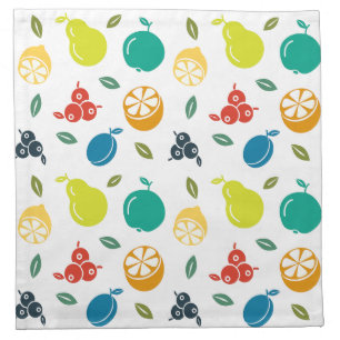 Fruit Pattern, Plum, Orange, Lemon, Pear, Apple Cloth Napkin
