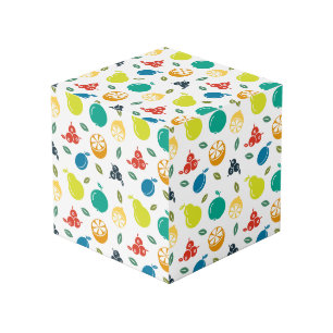 Fruit Pattern, Plum, Orange, Lemon, Pear, Apple Cube