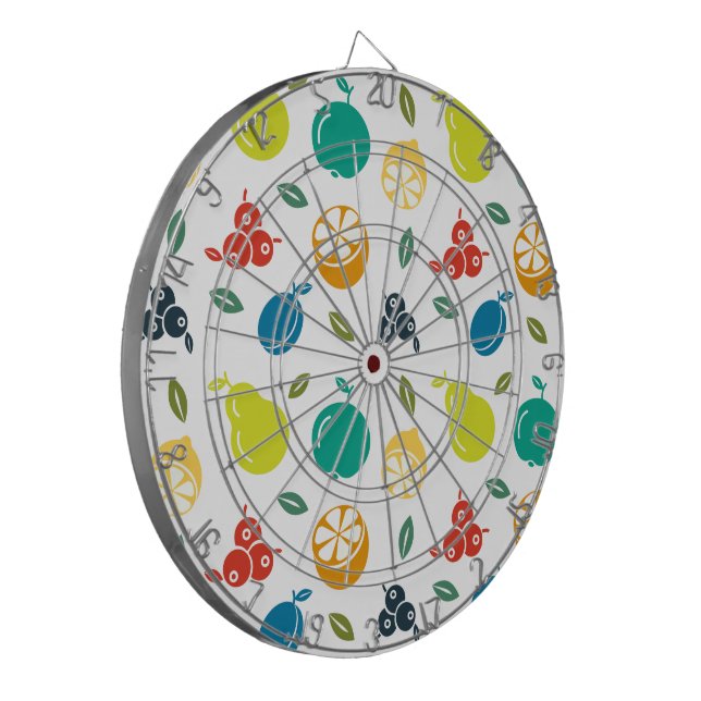 Fruit Pattern, Plum, Orange, Lemon, Pear, Apple Dart Board (Front Left)