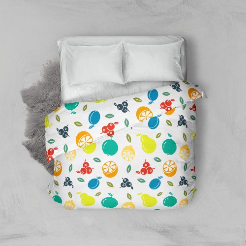 Fruit Pattern Plum Orange Lemon Pear Apple Duvet Cover