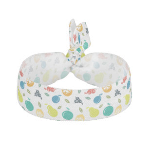 Fruit Pattern, Plum, Orange, Lemon, Pear, Apple Elastic Hair Tie
