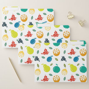 Fruit Pattern, Plum, Orange, Lemon, Pear, Apple File Folder