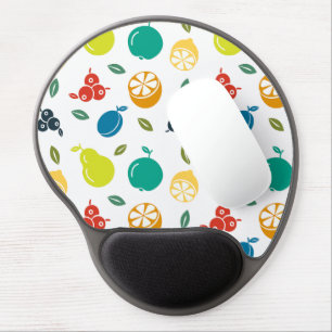 Fruit Pattern, Plum, Orange, Lemon, Pear, Apple Gel Mouse Pad