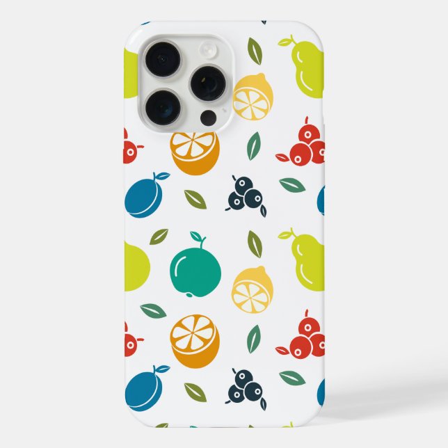 Fruit Pattern, Plum, Orange, Lemon, Pear, Apple Iphone Case (Back)