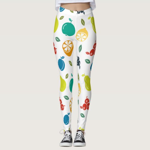 Fruit Pattern Plum Orange Lemon Pear Apple Leggings