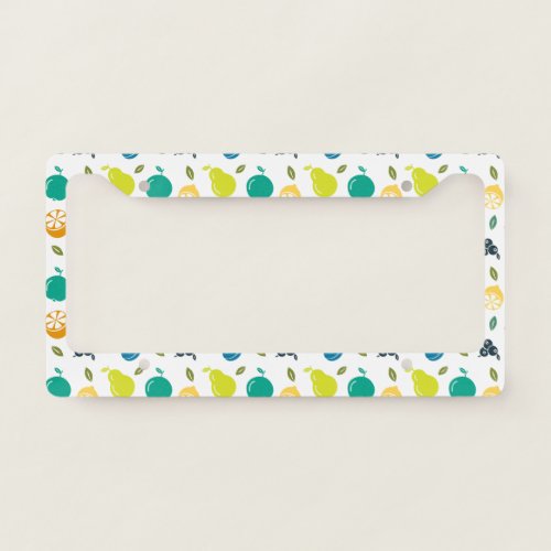 Fruit Pattern Plum Orange Lemon Pear Apple License Plate Frame