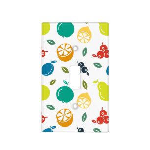Fruit Pattern, Plum, Orange, Lemon, Pear, Apple Light Switch Cover