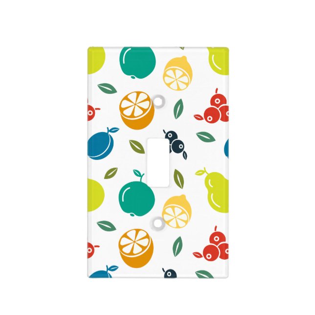 Fruit Pattern, Plum, Orange, Lemon, Pear, Apple Light Switch Cover (Front)