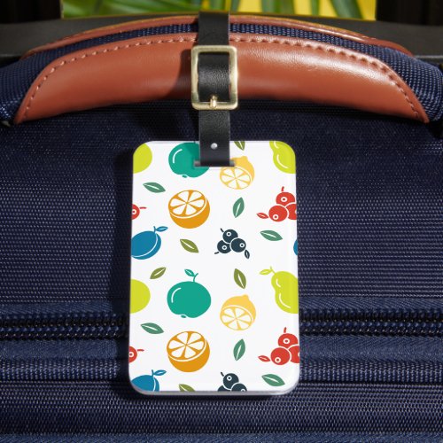 Fruit Pattern Plum Orange Lemon Pear Apple Luggage Tag