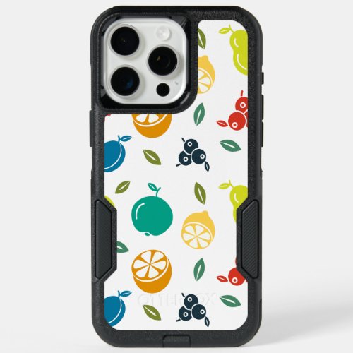 Fruit Pattern Plum Orange Lemon Pear Apple iPhone 15 Pro Max Case