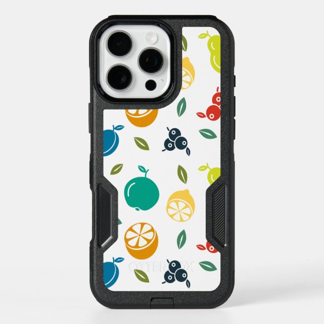 Fruit Pattern, Plum, Orange, Lemon, Pear, Apple Otterbox iPhone Case (Back)