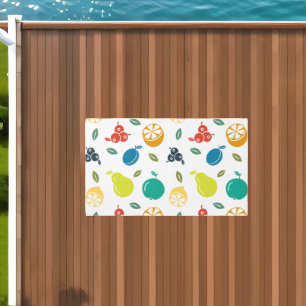 Fruit Pattern, Plum, Orange, Lemon, Pear, Apple Outdoor Rug