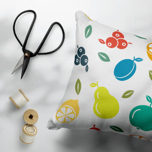 Fruit Pattern, Plum, Orange, Lemon, Pear, Apple Pet Bed