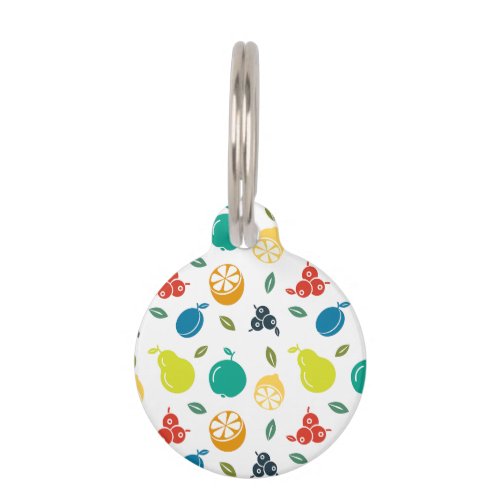 Fruit Pattern Plum Orange Lemon Pear Apple Pet ID Tag