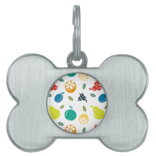 Fruit Pattern Plum Orange Lemon Pear Apple Pet ID Tag