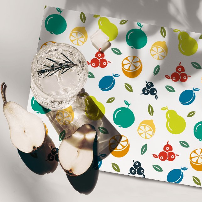 Fruit Pattern, Plum, Orange, Lemon, Pear, Apple Placemat (Creator Uploaded)